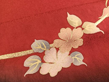 平和屋着物●豪華振袖　枝花文　暈し染め　金彩　正絹　逸品　AABG8516ph