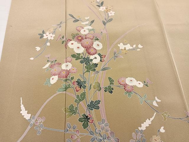 平和屋着物●京加賀友禅　百貫達雄　訪問着　枝花文　暈し染め　銀座おゝぎ屋扱い　正絹　逸品　AABG8517ph