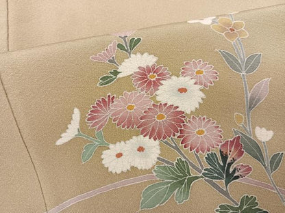 平和屋着物●京加賀友禅　百貫達雄　訪問着　枝花文　暈し染め　銀座おゝぎ屋扱い　正絹　逸品　AABG8517ph