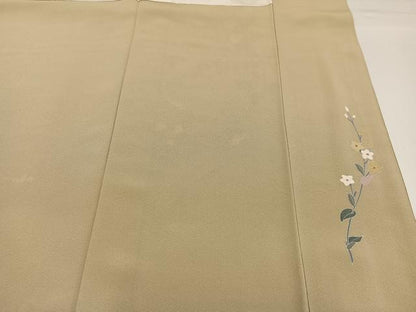 平和屋着物●京加賀友禅　百貫達雄　訪問着　枝花文　暈し染め　銀座おゝぎ屋扱い　正絹　逸品　AABG8517ph