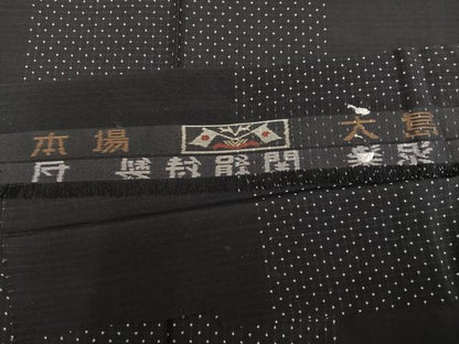 平和屋着物●本場大島紬　泥染め　カタス　総絣　間道　関絹謹製　反端付き　正絹　逸品　AABG8520ph