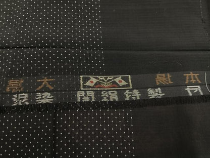 平和屋着物●本場大島紬　泥染め　カタス　総絣　間道　関絹謹製　反端付き　正絹　逸品　AABG8520ph