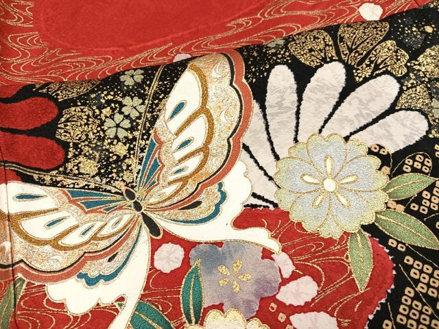 平和屋着物●豪華振袖　花蝶文　金彩　正絹　逸品　AABG8521ph