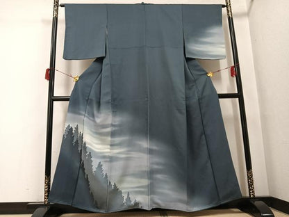 平和屋着物●訪問着　樹林シルエット　暈し染め　正絹　逸品　AABG8523ph