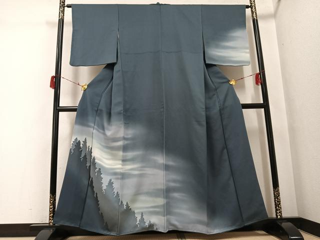 平和屋着物●訪問着　樹林シルエット　暈し染め　正絹　逸品　AABG8523ph