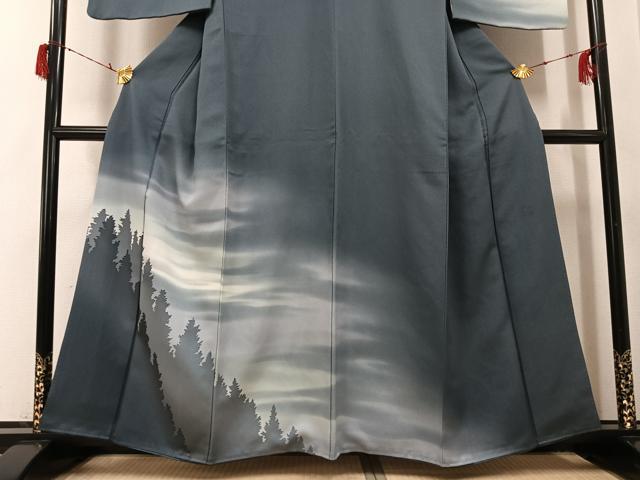 平和屋着物●訪問着　樹林シルエット　暈し染め　正絹　逸品　AABG8523ph