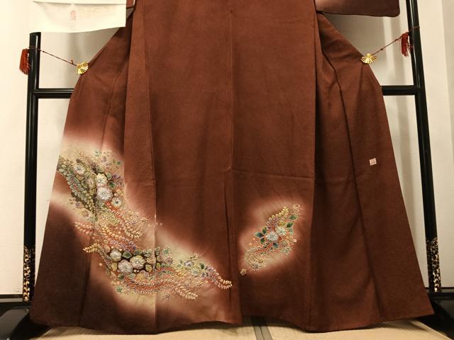 平和屋着物●伝統工芸士　寺谷昇　訪問着　絞り　辻が花　暈し染め　金通し地　丹後ちりめん　反端付き　正絹　逸品　AABG8524ph