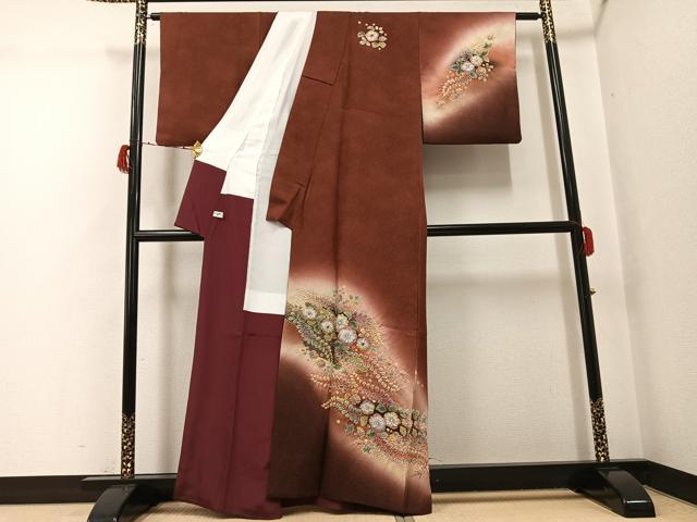 平和屋着物●伝統工芸士　寺谷昇　訪問着　絞り　辻が花　暈し染め　金通し地　丹後ちりめん　反端付き　正絹　逸品　AABG8524ph
