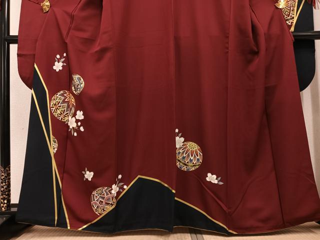平和屋着物●豪華振袖　駒刺繍　桜毬文　金彩　正絹　逸品　AABG8528ph