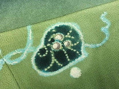 平和屋着物●訪問着　作家物　辻が花　葵　暈し染め　鬼しぼ縮緬　正絹　逸品　AABG8529ph