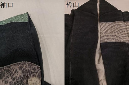 平和屋着物●訪問着　作家物　絞り　刺繍　浜松草花文　金彩　正絹　逸品　AABG8530ph