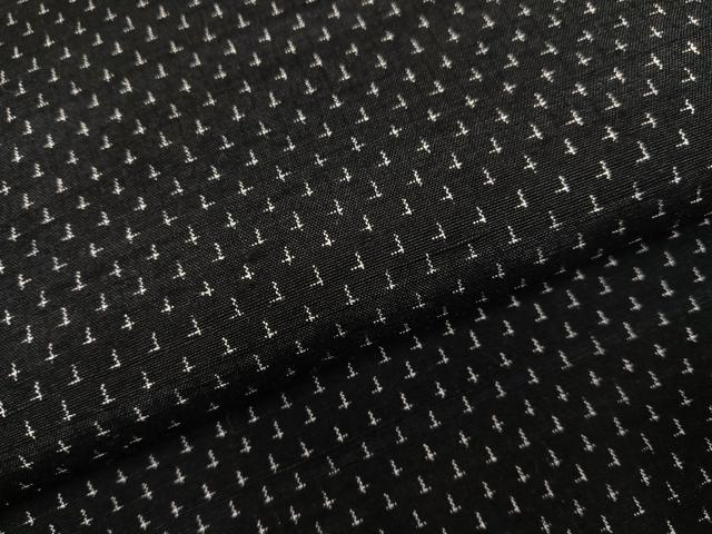平和屋着物●上質な紬　真綿蚊絣　黒地　反端付き　正絹　逸品　未使用　AABG8531ph