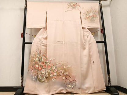 平和屋着物●京友禅の第一人者　松井青々　訪問着　花車文　暈し染め　金彩　正絹　逸品　AABG8532ph