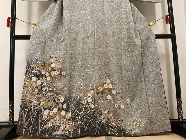 平和屋着物●訪問着　草花文　暈し染め　金彩　正絹　逸品　AABG8534ph