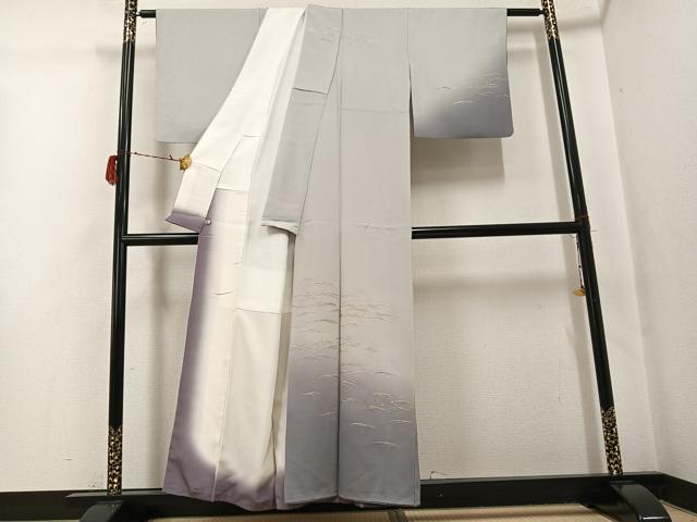 平和屋着物●訪問着　蘇州刺繍　波　暈し染め　金糸　さが美扱い　波留美　丹後ちりめん　正絹　逸品　AABG8535ph