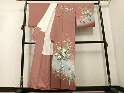 平和屋着物●訪問着　作家物　枝花文　暈し染め　正絹　逸品　AABG8536ph