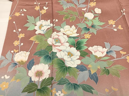 平和屋着物●訪問着　作家物　枝花文　暈し染め　正絹　逸品　AABG8536ph