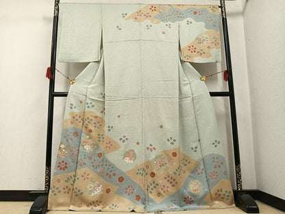 平和屋着物●訪問着　草花文　金彩　正絹　逸品　AABG8538ph