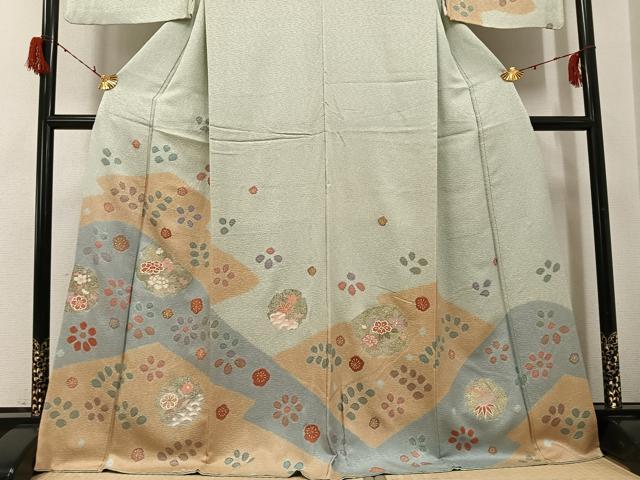 平和屋着物●訪問着　草花文　金彩　正絹　逸品　AABG8538ph