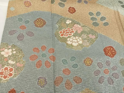 平和屋着物●訪問着　草花文　金彩　正絹　逸品　AABG8538ph