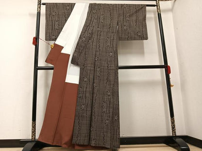 平和屋着物●本場大島紬　古代染色純泥染　一元7マルキ　花間道　徳論　証紙付き　正絹　逸品　AABG8539ph