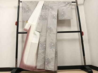 平和屋着物●本場大島紬　白大島　一元7マルキ　総絣　風景樹林文　正絹　逸品　AABG8544ph