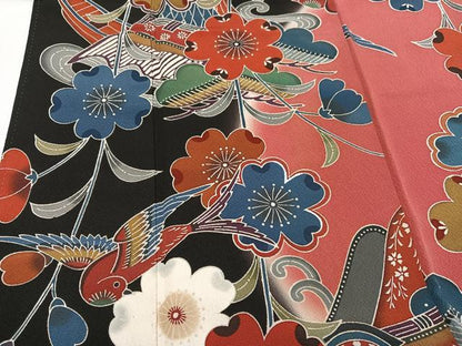 平和屋着物●豪華振袖　紅型　花鳥文　暈し染め　正絹　逸品　AABG8545ph