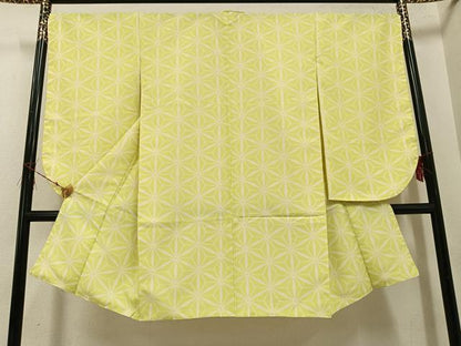 平和屋着物●小振袖　二尺袖　麻の葉文様　洗える着物　未使用　AABG8549ph