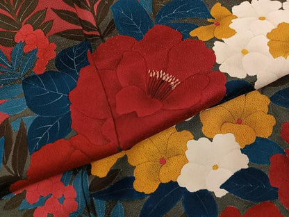 平和屋着物●訪問着　手描き　草花文　暈し染め　正絹　逸品　AABG8552ph
