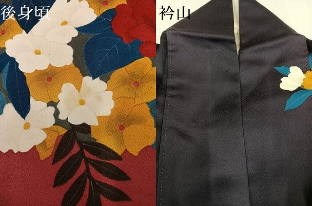平和屋着物●訪問着　手描き　草花文　暈し染め　正絹　逸品　AABG8552ph