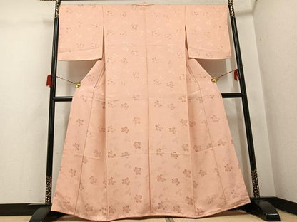 平和屋着物●上質な小紋　地紋起こし　蔦の葉地紋　正絹　逸品　未使用　AABG8554ph