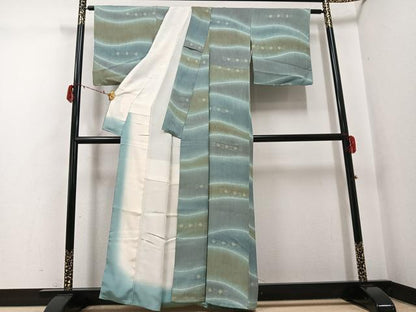 平和屋着物●上質な小紋　花鳥文　暈し染め　正絹　逸品　AABG8558ph