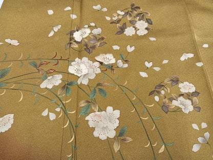 平和屋着物●訪問着　手描き　枝花文　暈し染め　金彩　正絹　逸品　AABG8559ph
