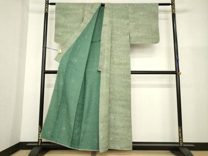 平和屋着物▽上質な小紋 単衣 霞文 ろうけつ染 正絹 逸品 AABG8563ck