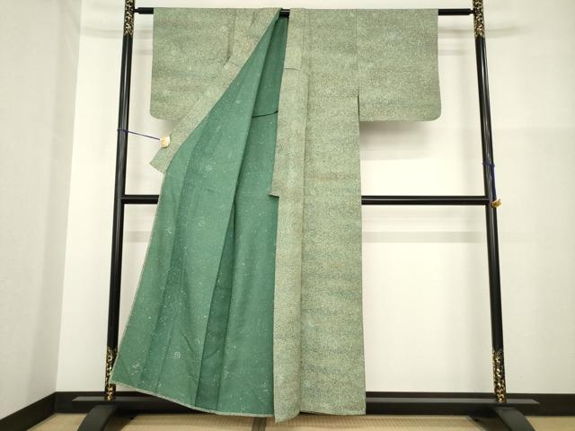平和屋着物▽上質な小紋 単衣 霞文 ろうけつ染 正絹 逸品 AABG8563ck