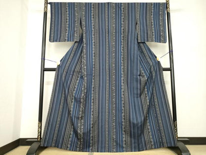 平和屋着物▽上質な紬 単衣 花間道 正絹 逸品 AABG8566ck