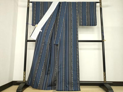平和屋着物▽上質な紬 単衣 花間道 正絹 逸品 AABG8566ck