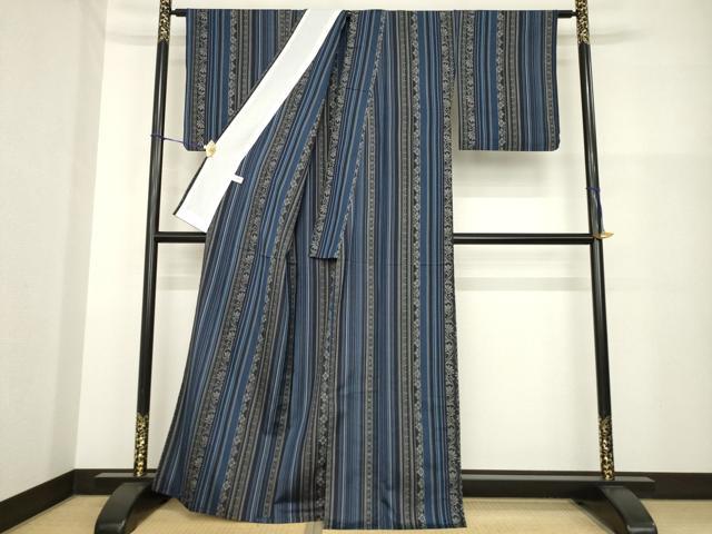 平和屋着物▽上質な紬 単衣 花間道 正絹 逸品 AABG8566ck