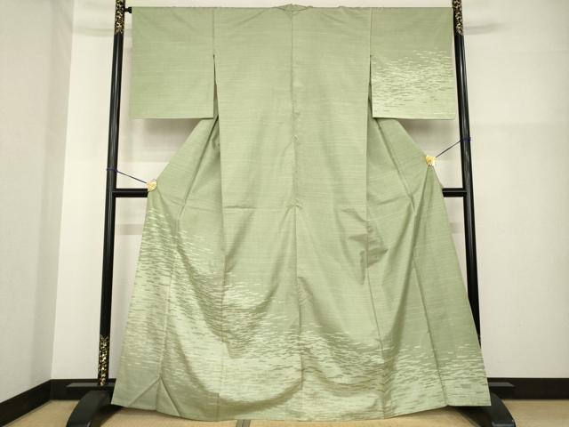 平和屋着物▽本場染大島紬 訪問着 単衣 霞文 三越扱い 正絹 逸品 AABG8567ck