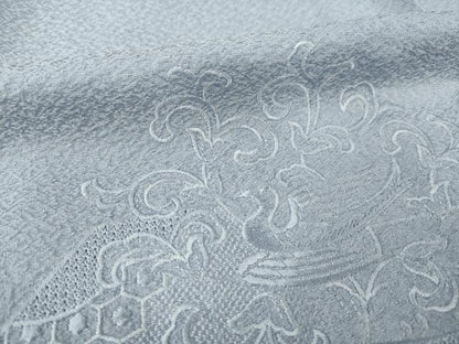 平和屋着物▽無地絵羽訪問着 単衣 中国三大刺繍 スワトウ刺繍 汕頭刺繍 冊子花鳥文 薄鼠色 正絹 逸品 AABG8571ck