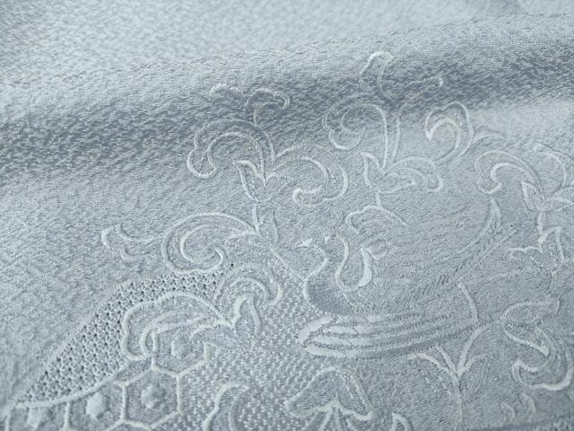 平和屋着物▽無地絵羽訪問着 単衣 中国三大刺繍 スワトウ刺繍 汕頭刺繍 冊子花鳥文 薄鼠色 正絹 逸品 AABG8571ck
