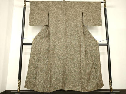 平和屋着物▽上質な小紋 単衣 石畳文 正絹 逸品 AABG8572ck