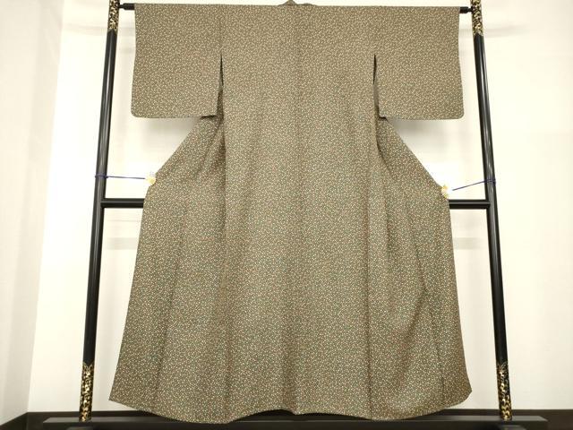 平和屋着物▽上質な小紋 単衣 石畳文 正絹 逸品 AABG8572ck