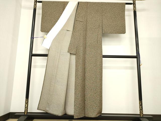 平和屋着物▽上質な小紋 単衣 石畳文 正絹 逸品 AABG8572ck