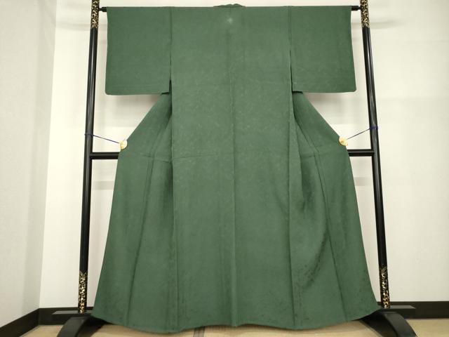 平和屋着物▽上質な色無地 単衣 藍海松茶色 正絹 逸品 AABG8573ck