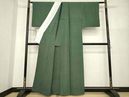 平和屋着物▽上質な色無地 単衣 藍海松茶色 正絹 逸品 AABG8573ck