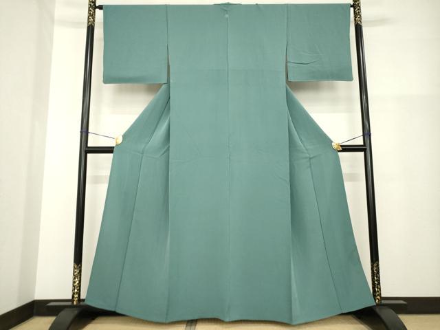 平和屋着物▽上質な色無地 単衣 青鈍色 小田急百貨店扱い 正絹 逸品 AABG8574ck