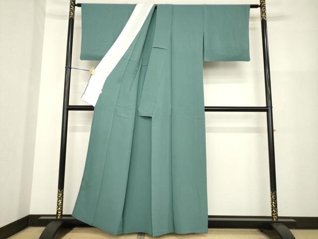 平和屋着物▽上質な色無地 単衣 青鈍色 小田急百貨店扱い 正絹 逸品 AABG8574ck