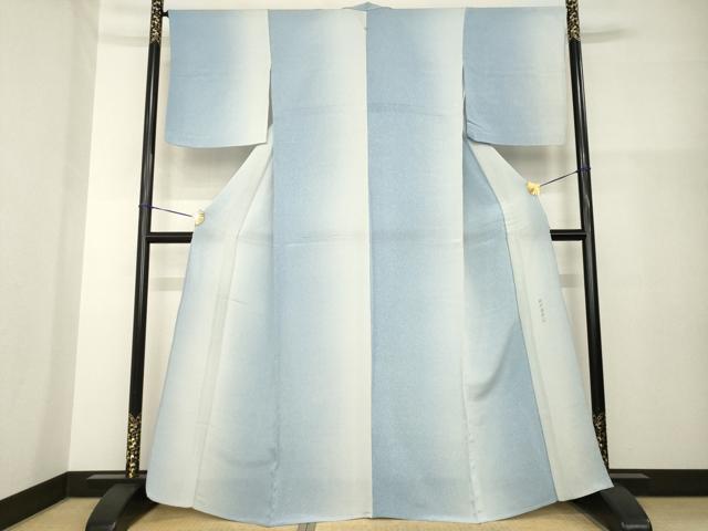 平和屋着物▽上質な小紋　単衣　作家物　洛中洛外　間道　暈し染め　鬼しぼ縮緬　正絹　逸品　AABG8576ck