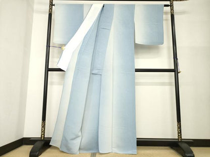 平和屋着物▽上質な小紋　単衣　作家物　洛中洛外　間道　暈し染め　鬼しぼ縮緬　正絹　逸品　AABG8576ck